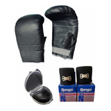 Kit Boxeo Par De Guantines+ Par De Vendas+bucal C/ Estuche