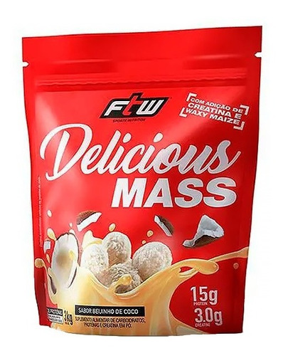 Hipercalórico Delicious Mass 3kg Ftw - Massa Muscular + Peso Sabor Beijinho De Coco