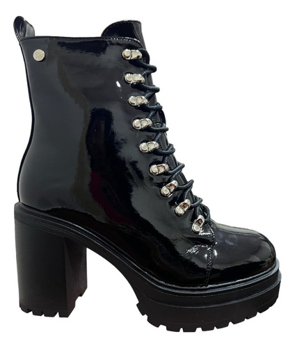 Botin Charol De Mujer Con Cordones Ac-358