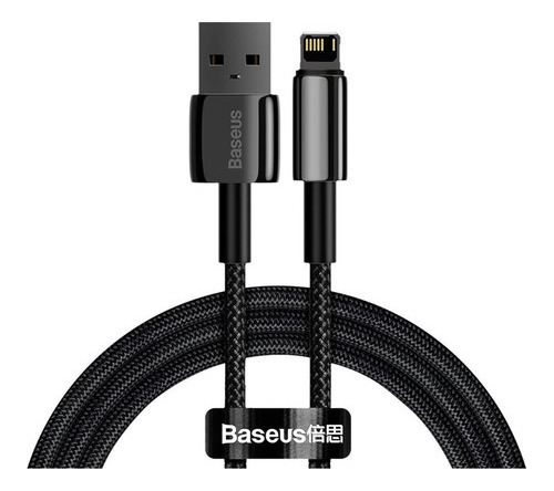 Cable Para iPhone Baseus Tungsten Reforzado Rapido 2.4a 2m Negro