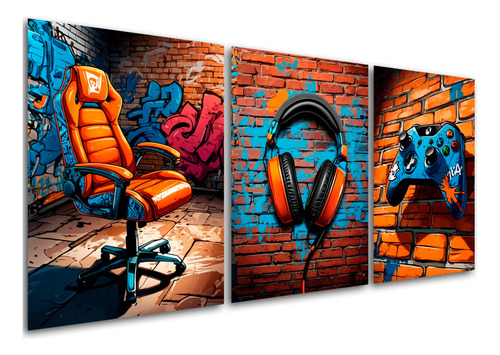 Quadros Decorativos Controle Gamer Colorido Jogos Geek Nerd