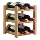 6botellas Vino Estante De Madera Apilable Cava Del Hogar 3v6