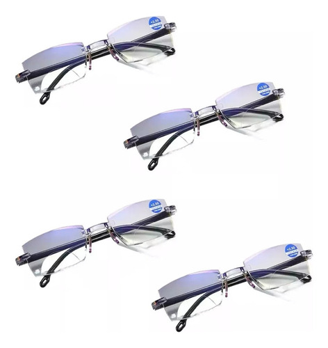 4pcs Lente Bifocal Anti Luz Azul, Para Cerca Y Lejos,100-250