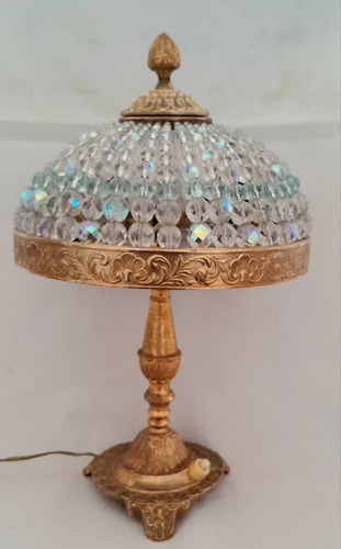 Antigua Lámpara Velador Cristal De Roca 