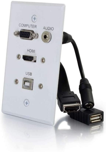 Placa De Pared Hdmi Vga Aux 3.5mm Usb Cables To Go Blanco