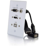 Placa De Pared Hdmi Vga Aux 3.5mm Usb Cables To Go Blanco