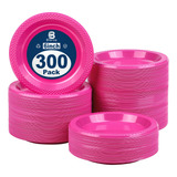 Breroa 300 Platos De Plastico Color Rosa Intenso De 6 Pulgad