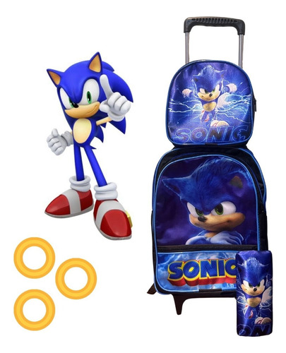 Mochila Infantil Com Rodinhas Personagens Kit Completo 