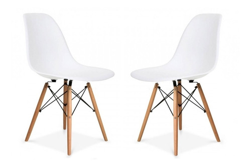 Pack 2 Sillas Eames Blancas Base Madera