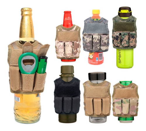 Mini Chaleco Para Botella Cerveza Táctico Militar Cubierta