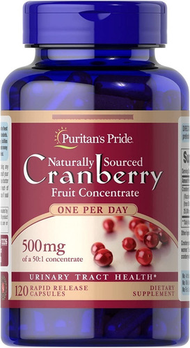 Puritans Pride Cranberry Dose Diária 500 Mg 120 Cápsulas