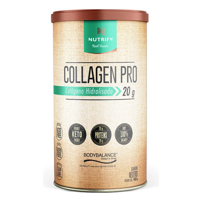 Colageno Hidrolisado e Proteína Collagen Pro Neutro 450g Nutrify | Frete grátis
