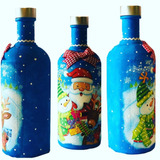 Botella Decorativa Navideña, Papa Noel