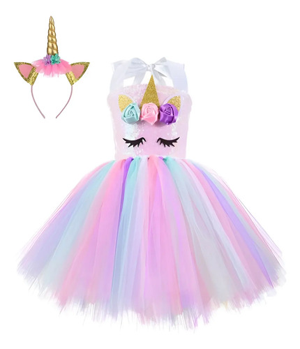 Disfraz De Unicornio Con Diadema Vestido Con Tutu Para Princesa