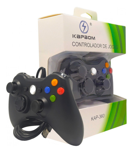 Controle Joystick Com Fio Xbox 360 Pc Computador Kap-360