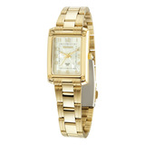 Relogio Seculus Feminino Dourado Quadrado Com Numeros Social