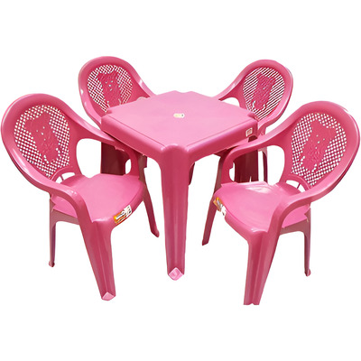 Conjunto Infantil Mesa E 4 Cadeiras Antares Rosa Kit 01 Jogo
