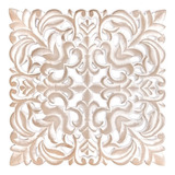 Cuadro Madera Ornamental 37x37 Cuadrado Blanco/beige Mediano