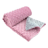 Manta De Bebé Minky Dot Para Niñas Rosa Gris Cama Lanza Dobl