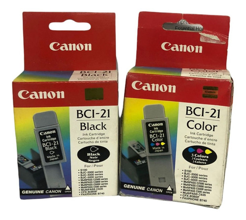 Pack Kit Cartucho Canon Bci-21 Bk Y Color Nuevo Y Original