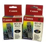 Pack Kit Cartucho Canon Bci-21 Bk Y Color Nuevo Y Original