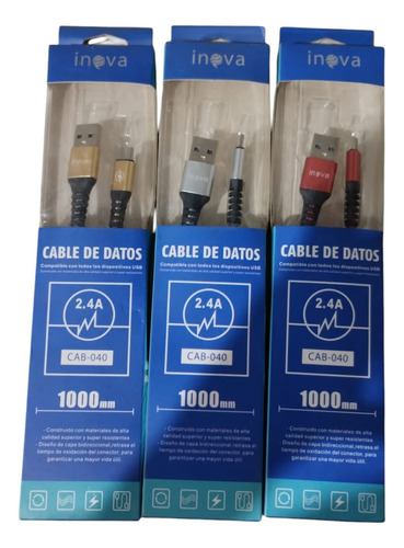  Cable Usb Tipo C 2 Metros 2.4amp Mallado Reforzado 