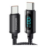 Cable Usb C A C 100w Con Indicador Led Essager Negro