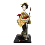 Estatuilla De Dama Japonesa De Geisha De 12 Oro Y Amarillo