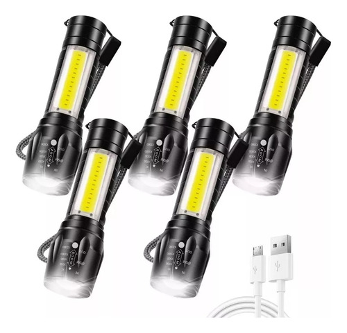 Lampara Tactica Recargable Led 2000l Linterna Lateral 5pcs