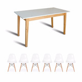 Mesa Nordica Escandinava 80x150 + 6 Sillas Eames Stockhoy