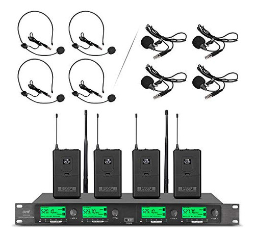 Sistema De Micrófono Inalámbrico Pro Audio Uhf 4 Canales 4 B