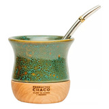 Mate Ceramica Madera Chaquito Elemental + Bombilla + Funda