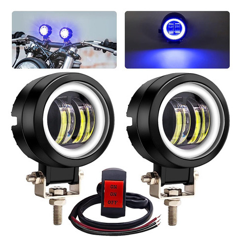 Par Faros Auxiliares Moto Exploradoras Ojos De Ángel 6d 20w