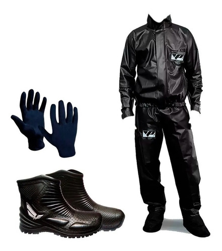 Kit Equipo Lluvia Pantaneiro + Botas + Guantes En Fas Motos