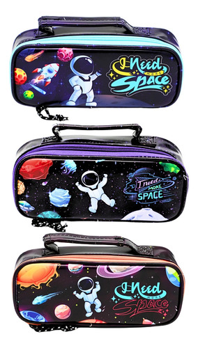 Pack 12 Piezas Estuche Lapicera Astronauta Grande Escolar