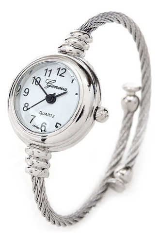 Reloj Mujer Geneva Slcbl13 Cuarzo Pulso Plateado En Acero