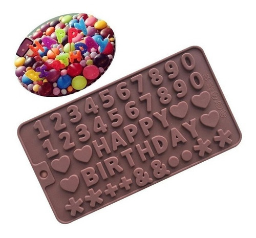 Molde Silicona Letras Corazón Números Símbolos Chocolate