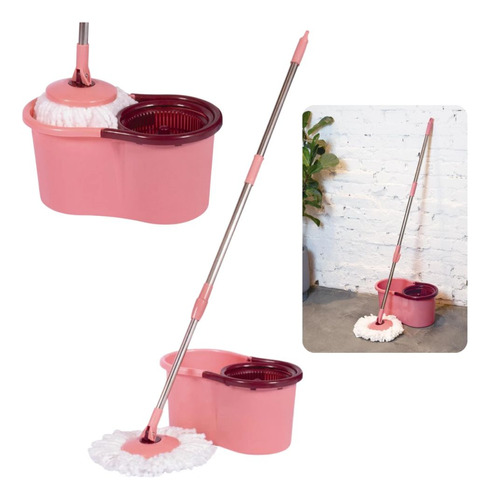 Esfregão Mop Pocket Rosa 8 Litros Com Balde Limpeza Prática