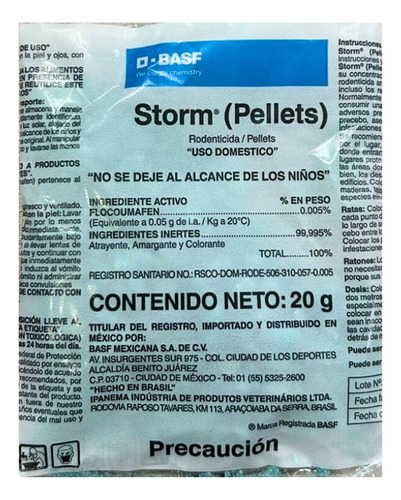 Veneno Para Ratas Que Las Seca Storm 20 G Rodenticida