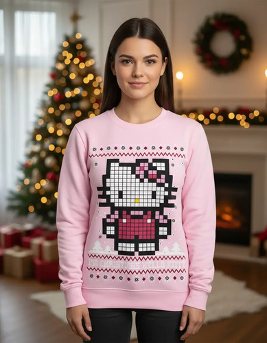 Sueter Navideño Sudadera Hello Kitty Lego Chibi 8bit