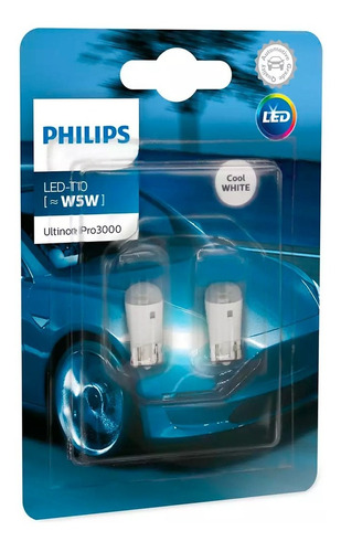 Kit 2 Lampara Posicion Led T10 Philips Ultinon Pro 12v 6000k