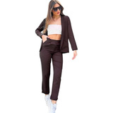 Conjunto Sastrero De Crep (blazer Y Pantalón) Mujer