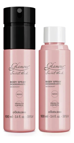 Kit Glamour Secrets Black: Body Spray + Refil