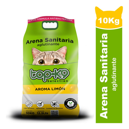 Arena Antibacterial Aglutinante Topk9 10kg Limón X 10kg De Peso Neto