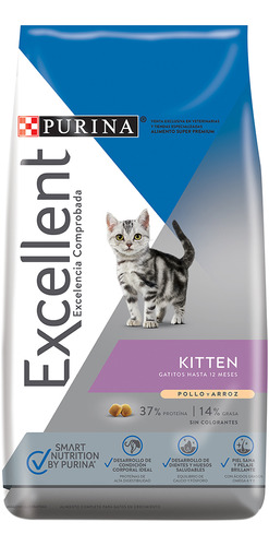 Alimento Excellent Kitten Para Gato De Temprana Edad Sabor Pollo Y Arroz En Bolsa De 7.5 kg