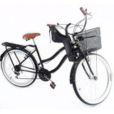 Bicicleta Aro 26 Retrô 18v Cadeirinha Infantil Preta Frontal