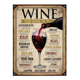 Cartel De Chapa Vintage Retro Wines Vinos M341