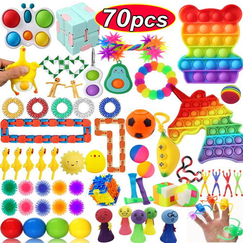 Kit De Caja Barata De 70 Piezas Figet Mystery Pop It Toys