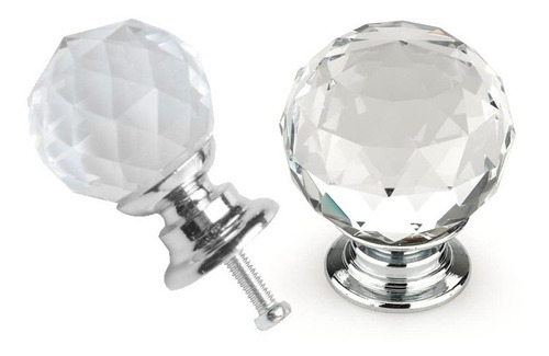 Tirador De Cristal Facetado Esfera Diamante Transparente