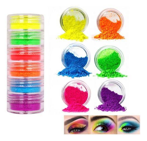 Pigmentos X6 Neon Sombras Maquillaje Artisitico Fluorescente